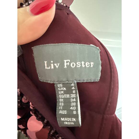 NWT Liv Foster Beaded Scoopneck Mini Dress in Blackened Red, 4 - Picture 7 of 9